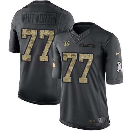 Youth Limited Andrew Whitworth Nike Jersey Black - #77 2016 Salute to Service NFL Cincinnati Bengals